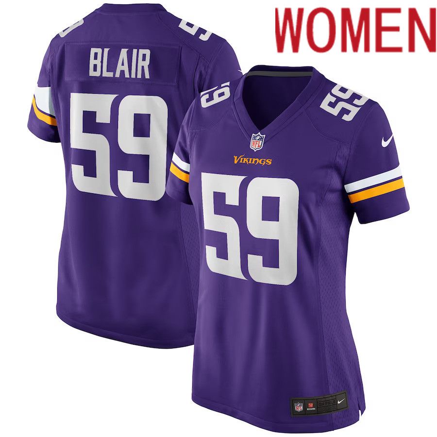 Women Minnesota Vikings 59 Matt Blair Nike Purple Game Retired Player NFL Jersey